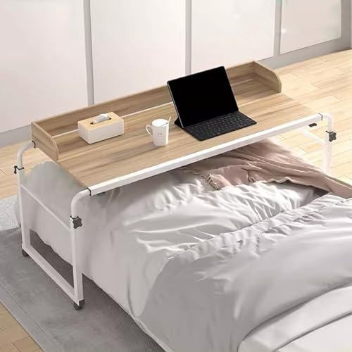 Tragbarer Überbettschreibtisch mit Lenkrollen, höhenverstellbarer Computerarbeitsplatz über dem Betttisch mit Desktop-Schallwand, Essenstablett, Schreibtisch, rollbarer medizinischer Tisch,