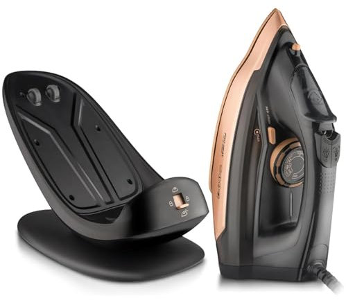 Ferro da stiro a vapore con cavo, 2600 W, con suola in ceramica, serbatoio dell'acqua da 300 ml, suola in ceramica, funzione autopulente e acqua spray, anticalcare, antigoccia