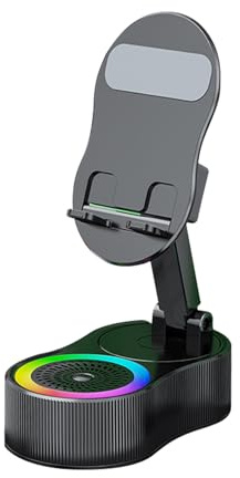 Générique Phone Stand with Induction Speaker - Inductive Audio Station with RGB Lighting - Tablet Stand and Sound Station for Recording Movies Streaming Music Travel
