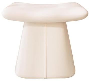 CXFSCD Sgabello per Trucco, Sgabello ottomano, Resistente alle Macchie e Facile da Pulire, Adatta alla Curva della Seduta Umana, Supporto Stabile Senza oscillazioni(Color:Bianco Sporco)