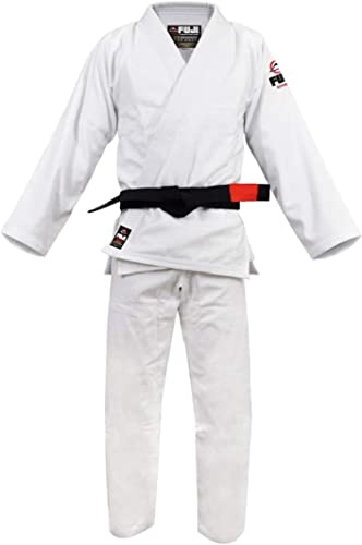 FUJI- Kid's BJJ Uniform, BJJ Gi with Belt, Cotton-Blend BJJ Gi for Kids, White, C1