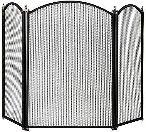 Fire Vida Selby 3 Panel Fire Screen Spark Guard, Black