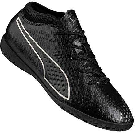 Puma One 4 SYN IT JR Hallenfußballschuhe Kinder schwarz Silver-Shocking Orange Black, 38.5 (UK 5.5)