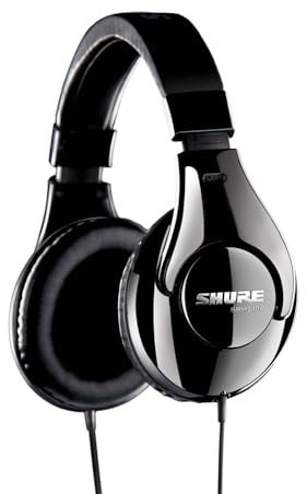 Shure SRH240A Cuffie qualità professionale, per registrazione domestica e ascolto, driver dinamici al neodimio da 40 mm per bassi completi e alti dettagliati, adattatore filettato 6,3 mm nichelato