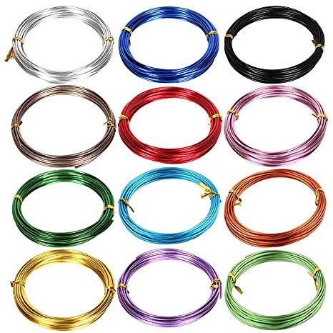 Hazrcvr Basteldraht 12 Stück Aluminiumdraht 12 Farben Alu Draht Aluminiumdraht Craft Draht Draht Basteln Aludraht Basteldraht Metalldrah für Basteln DIY Handwerk