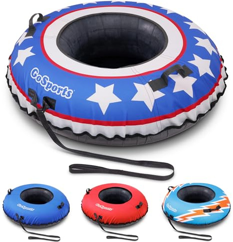 GoSports 44 Inch Heavy-Duty Winter Snow Tube with Premium Canvas Cover - Commercial Grade Sled - Stars & Stripes