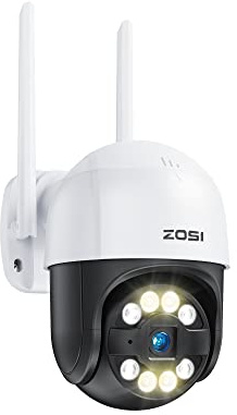 ZOSI 2K WiFi Camera Outdoor, 360° Pan/Tilt Home Security CCTV Camera, Color Night Vision, Person Vehicle Detection, Auto Tracking, Light Siren, 2-Way Audio, Cloud & Local Storage, C289
