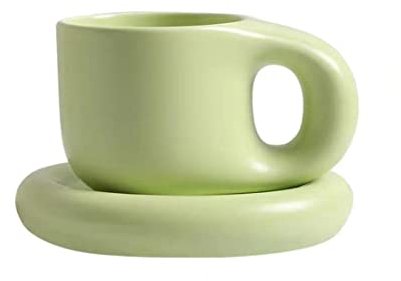 Set di Tazze da Caffè in Ceramica da 295 ml - Tazze da Cappuccino in Porcellana per Latte Con Piattini Abbinati - per Bevande Speciali di Caffè, Latte e Tè