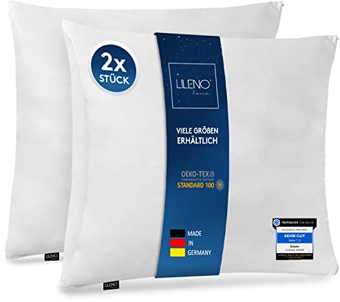 LILENO HOME Microfaser Kissen 80x80 cm Premium (850g Füllung) [2er Set] bis 95 Grad waschbar mit Reißverschluss - Kopfkissen 80x80 cm als Kissen-Füllung für Bett - Deko-Sofa-Kissen