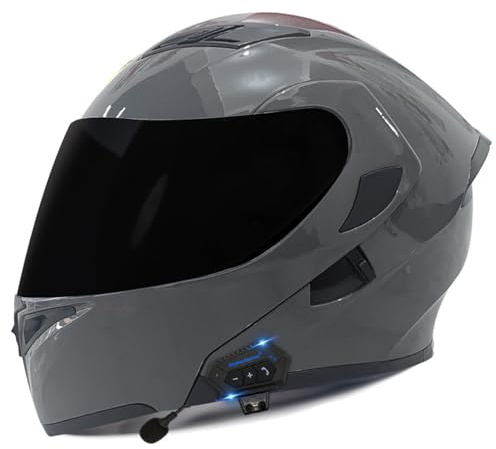 RUYICZB Casque De Moto Intégral Intégré Modulaire Rabattable Avant, Casque De Moto Quatre Saisons Approuvé Dot/ECE Léger pour Hommes Et Femmes,B2,XXL
