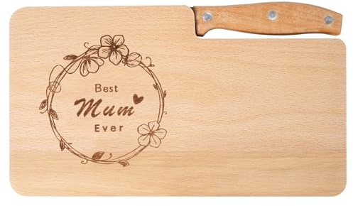 Mum Birthday Gifts Breakfast Chopping Board Christmas Birthday Presents for Mum Unique Engraved Handmade Bamboo Cutting Board Funny Gifts for Mum from Daughter Kitchen Gifts for Best Mum Gifts Idea