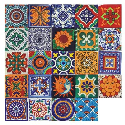 24Pcs Tile Stickers 5.9x5.9 Inch Bohemian Style Peel and Stick Tile Stickers Detachable DIY Wall Decals, Wallpaper for Kitchen Bathroom Backsplash Wall Furniture Staircase (6x6in)