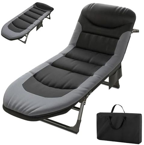 T-ZBDZ Feldbett Klappbar Campingbett Faltbar | Karpfenliege Klappbett - 6-Fach Verstellbar Rückenlehne | Campingliege Feldbett bis 150 kg für Outdoor Indoor Garten Camping Zelt