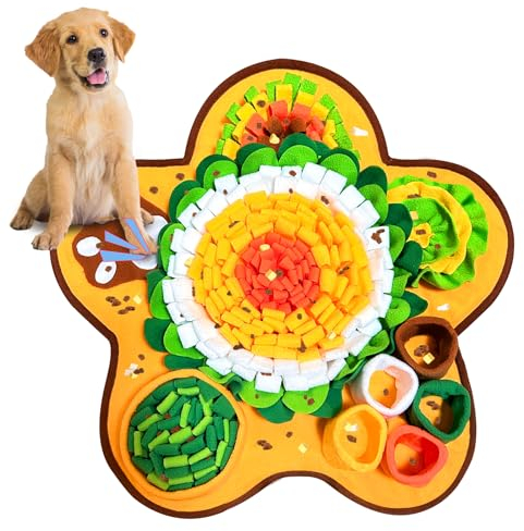 Excoutsty Interaktives Schnüffelteppich und Intelligenzspielzeug für Hunde, Blume Schnüffelmatte Hund und Katzen, 60 x 60cm