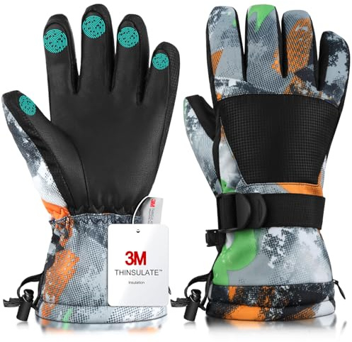 Odtmger Winter Ski Gloves - Warm & Breathable Snow Gloves, Waterproof, Suitable for Boys & Girls in Cold Winter