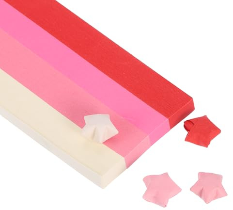 PATIKIL 1080 Sheets Origami Star Paper Strips, 4 Gradient Red Paper Star Strips Lucky Star Paper for DIY Hand Art Crafts, 9.4x1/2inch