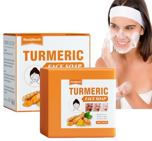 Kurkuma-Gesichtsseife, Feste Gesichtsreinigung, Handgemachte Bio Naturseife, Kurkuma-Seife, Face Soap, zur Tiefenreinigung von Gesicht und Körper zur Reinigung der Haut, Geeignet für alle Hauttype