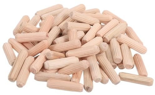 uxcell 120 Pcs Wooden Dowel Pins, 8 x 30mm (0.31 x 1.18 Inch) Wood Dowels Rods, Fluted Dowel Joints for Grooved Woodworking Furniture Craft