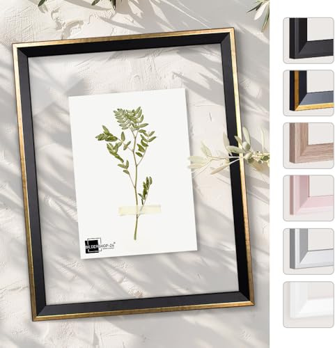 Bildershop-24 Telaio in vetro doppio con doppi vetri, Prio in Oro nero antico 40x50cm con vetro acrilico, cornice per quadri con doppi vetri