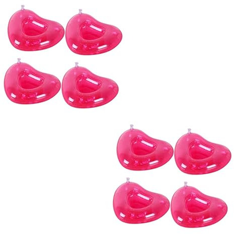 ibasenice 8piezas Flotadores Inflables De PVC Forma De Corazón Rosa Soporte para Bebidas Piscina Playa y Fiestas Acuáticas