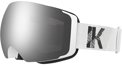 Innerking OTG Ski Goggles, Interchangeable Magnetic Lens Snow Goggles, Anti Fog Snowboard Goggles for Women Men Adult Youth - White Frame Silver 10%