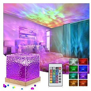 Onde Proiettore Stelle Soffitto, Luce Notturna Bambini con Telecomando&, proiettore soffitto Rotante Graduale a 16 Colori, Lampada Aurora Boreale è un Regalo Speciale