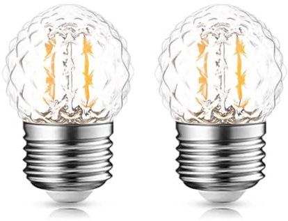 LIGHBIB E27 Base 1W Faible Watt Led Lampe De Nuit Ampoules En Forme De Diamant Réglable Blanc Chaud 2700K 110V 220V G40 Chaîne Ampoule,E26 110V 1w,Gradateur De Soutien: 2 Pièces