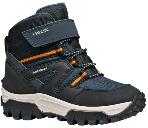 Geox J Himalaya Boy B ABX Bottines à la Cheville, Bleu Marine/Orange, 25 EU