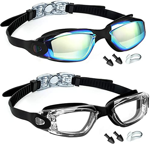 MUETKNYE Swim Goggles 2 Pack Swimming Goggles Anti Fog No Leaking For Adult Women Men Youth
