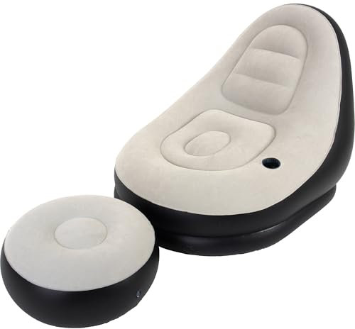 AVENLI Lounge Sessel aufblasbar mit Getränkehalter und Hocker - 125 x 100 x 85 cm - Perfekt als Gaming Stuhl, Zockersessel, Camping Sessel oder Sitzsack für Erwachsene - Komfortables Design
