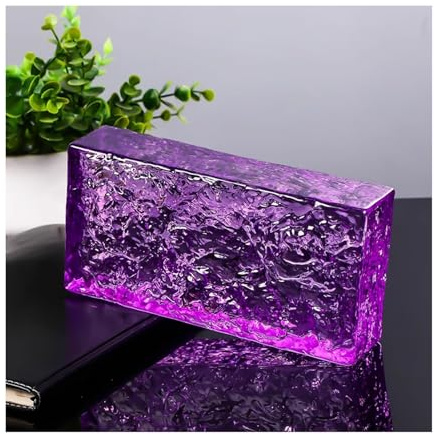 ZBORAVPIX Blocco di Vetro Rettangolare Trasparente ad Alta t Mattoni di Vetro for partizioni Multicolore 7,8 x 3,9 x 1,9 Pollici(Purple)