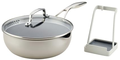 Circulon Infinity Pan with ScratchDefense Nonstick Cookware, Induction Suitable, Dishwasher Safe with Multipurpose Tool Holder and Lid, 9.5 Inch (3.2-Quart), Multipan, Metal Utensil Safe - Platinum