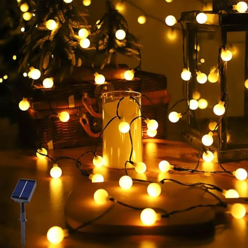 Solar Lichterkette Außen,6,5M 30 LED Lichterkette Kugeln Wasserdicht,LED Lichterketten Globe Außen,8 Modi Globe Solarlichterkette für Kinderzimmer,Gartenbeleuchtung,Partybeleuchtung,Terassen Balkon