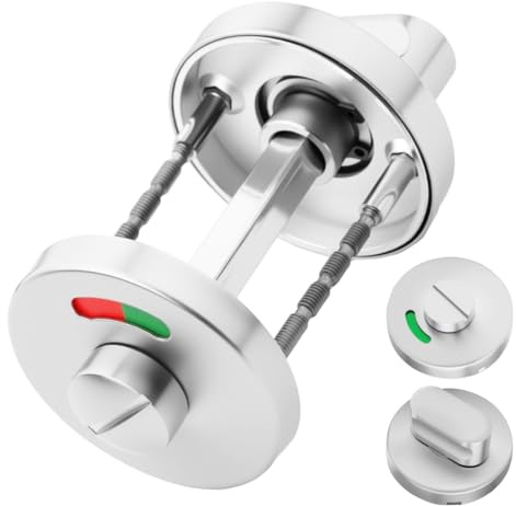 Serratura Porta WC con Indicatore Rosso Verde Acciaio Inossidabile Set con Pomello Girevole Chiusura Rotante Rosetta per Porta Bagno Copertura Interna Serratura