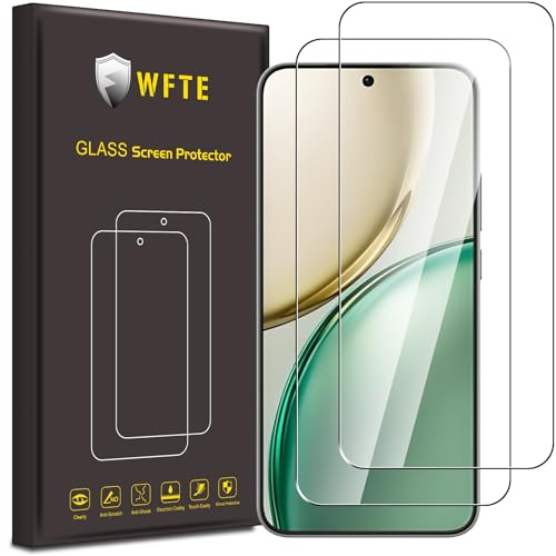 WFTE [Set med 2 härdat glas för Honor Magic 8 Lite, 0,26 mm skärmskydd med 99 % hög transparens, anti-spårskydd med hårdhet 9H glas för Honor Magic8 Lite