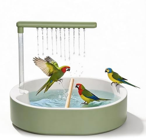 PORFOYO Bagno automatico per uccelli, 31,8 x 28 x 25 cm, vasca automatica per uccelli, vasca automatica per uccelli, doccia per uccelli, protezione dagli spruzzi d'acqua, per gabbie interne pappagalli