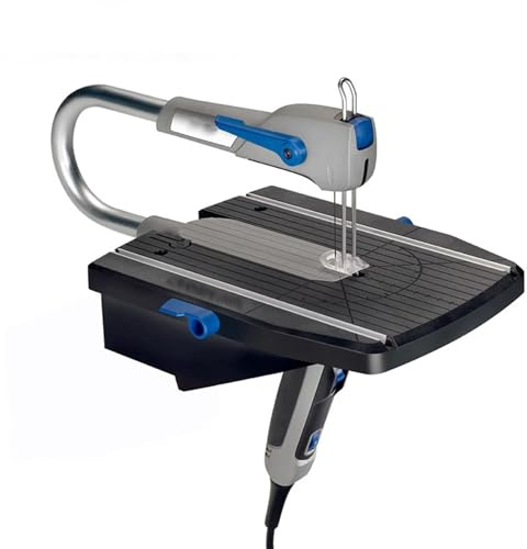 Kit per sega a scorrimento a velocità variabile, sega a traforo compatto, velocità a vuoto 1500-2250 giri/min, profondità massima di taglio 1,8 cm, profondità di gola 24,9 cm per legno, metallo