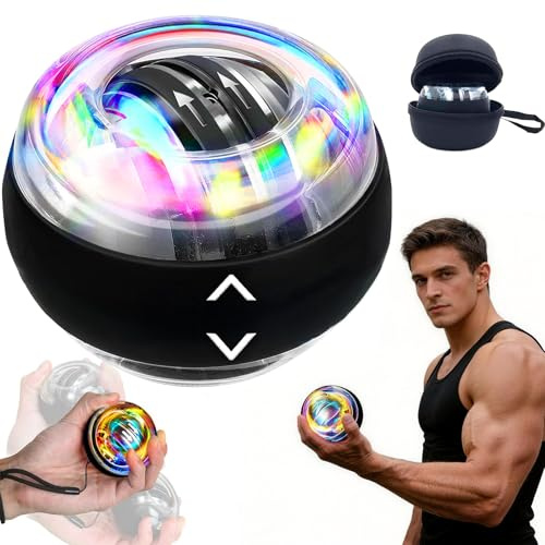 Bola giroscópica para fortalecer brazos, fortalecedor de antebrazo, nueva actualización 2026 con luces coloridas para deportes y rehabilitación, Powerball para fortalecer brazos, dedos, huesos y