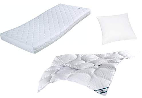 Betten-ABC Komplett-Set: Matratze Kidz 90x200 cm und Steppdeckenset Kansas, 80 x 80 cm + 135x200 cm