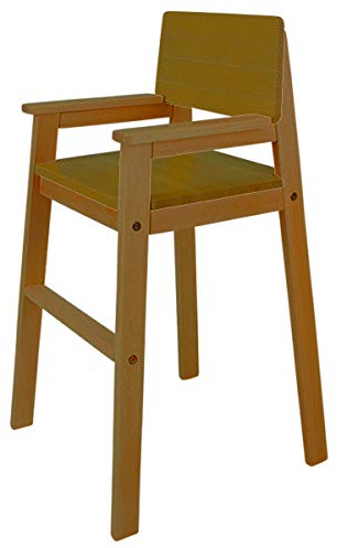Kinderstuhl Hochstuhl Massivholz Buche Farbe Teak. Modernes Design. Treppenhochstuhl Buche für Esstisch, Kinderhochstuhl für Kinder, stabil & pflegeleicht viele Farben möglich