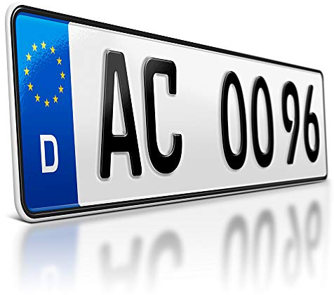 schildEVO 1 Kfz Kennzeichen | 490 x 110 mm | DIN-Zertifiziert – individuelles EU Wunschkennzeichen | PKW Nummernschild | kurzes Autokennzeichen | Auto-Schild | Fahrradträger & Anhänger | DHL-Versand