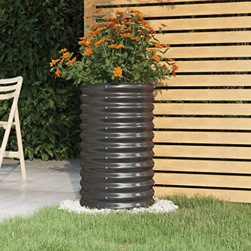 WIFESE Blumentopf Pflanzkübel Pulverbeschichteter Stahl 40x40x68 cm Anthrazit Blumentopf Gross Hochbeet Metall PflanzküBel Groß AußEn BlumentöPfe Blumenkasten für Gärten, Pflanzgefäß für Patios