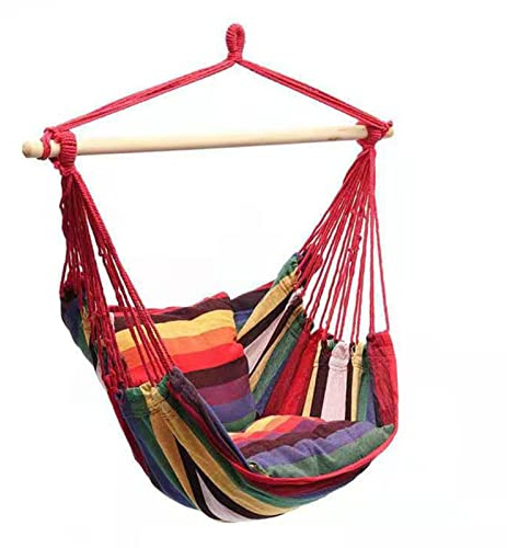 Fauteuil Suspendu, Hamac Suspendu en Toile Pliable Confortable, Chaise Hamac Design à Rayures, Fauteuil Suspendu Exterieur Intérieur pour Jardin, Chambre, Salon