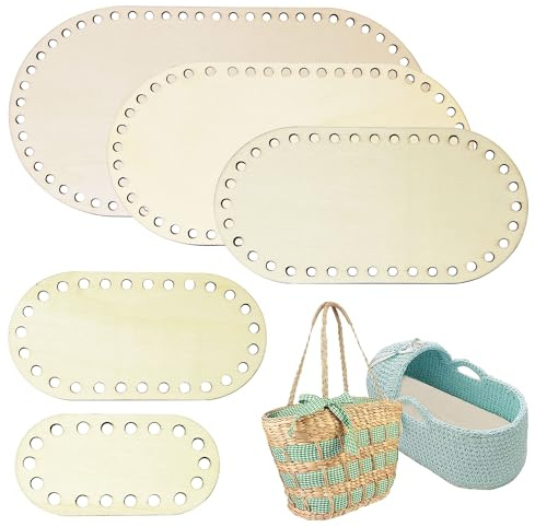 Yayatty 5 cestini in legno ovali, per lavori a maglia, per fai da te, artigianato, tessitura, forniture
