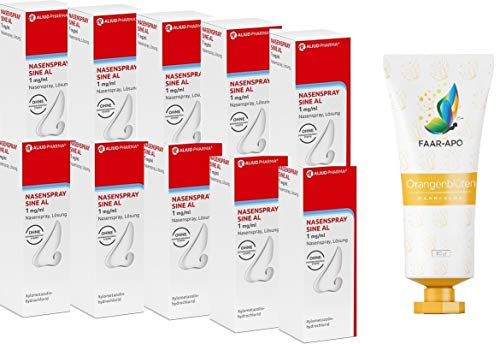 NASENSPRAY sine Aliud 10 X15 ml Nasenspray Sparpack inkl. Einer hochwertigen Handcreme Marke Faar-Apo