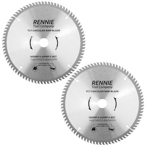 2 hojas de sierra de 185 mm x 20 mm de diámetro x 80 dientes, TCT, hojas de sierra circular de 185 mm para cortes finos x 20 mm de diámetro + anillos de reducción de orificio de 16 mm, para sierras