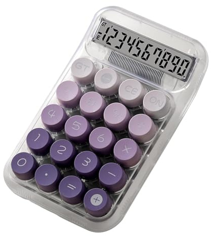 Calculadora de mano transparente | Calculadora de botones mecánicos | Bonita calculadora para el hogar, calculadora básica estándar de 12 dígitos, bonito diseño de color de dopamina de escritorio,