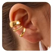 Chunky Ear Cuffs for Women, 3PCS Gold Clip On Ear Cuff Set