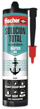 fischer - Solución Total Náutico | Pegamento fuerte para entornos húmedos | Adhesivo Elástico para Construcción y Náutica | Resistente al Agua y Pintable | 290ml| Blanco