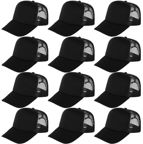 SGBETTER Lot de 12 chapeaux de camionneur vierges pour adulte - Sublimation - Casquette de baseball en maille - Pour homme et femme - Sport d'été, Lot de 5 couleurs, Taille unique